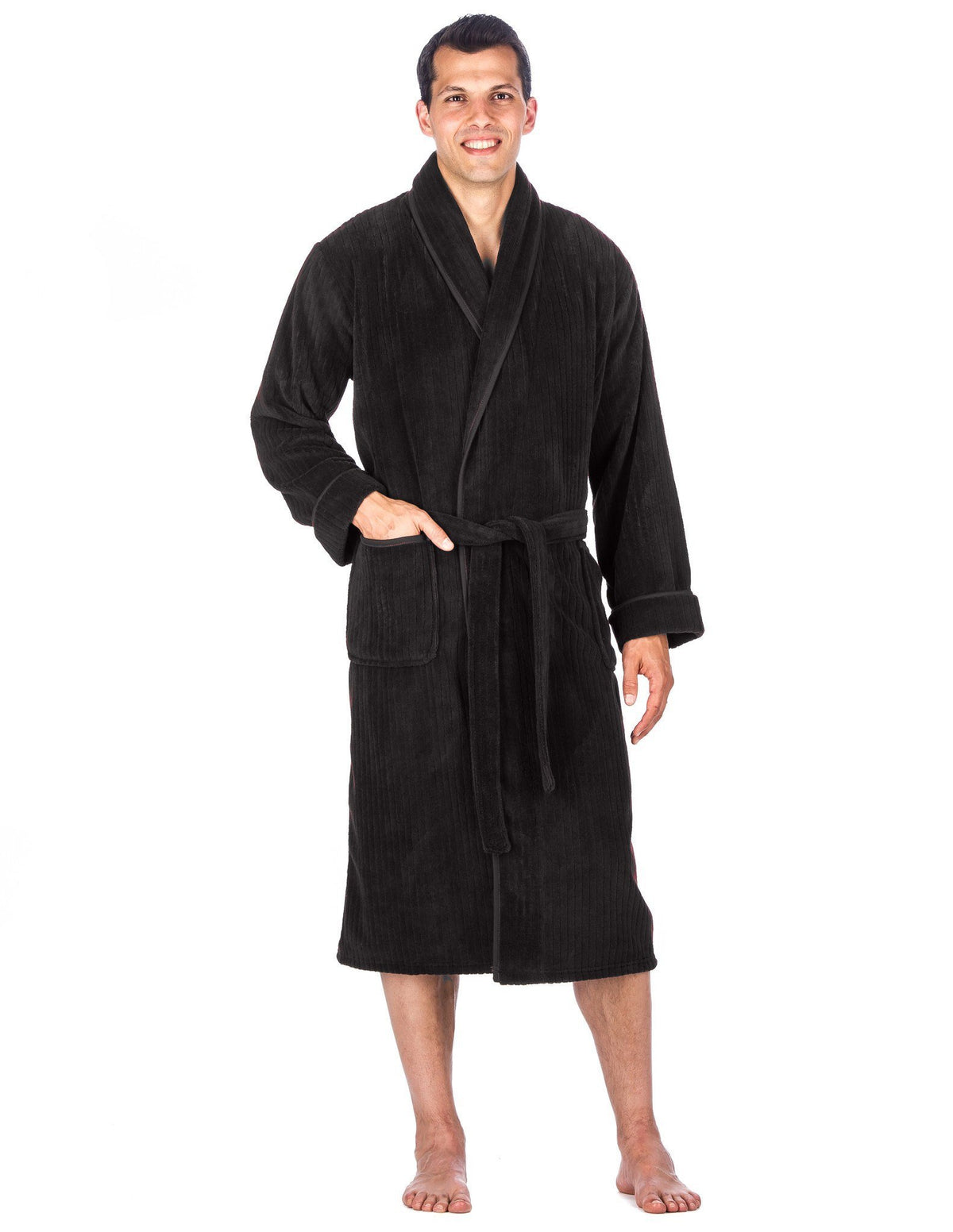 Men's Premium Coral Fleece Plush Spa/Bath Robe - Iron