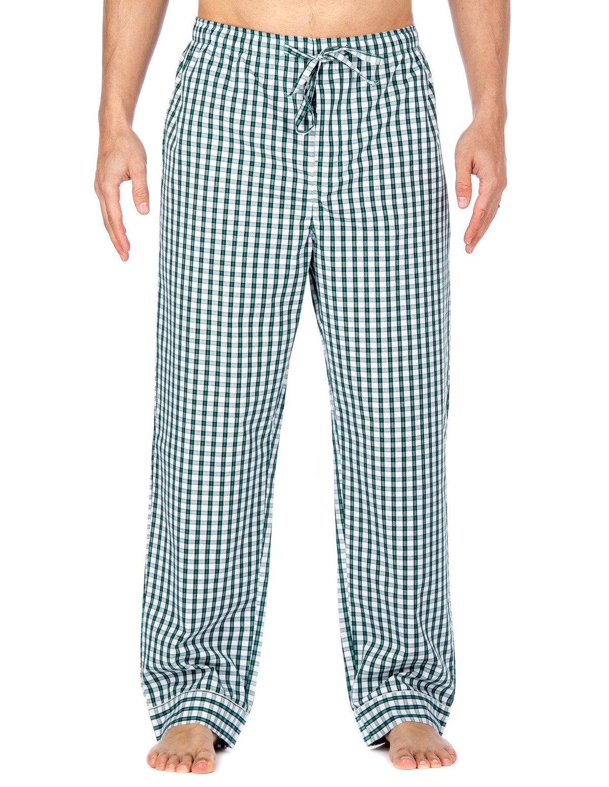 Men's Bamboo Sleep/Lounge Pants - Checks Green-White