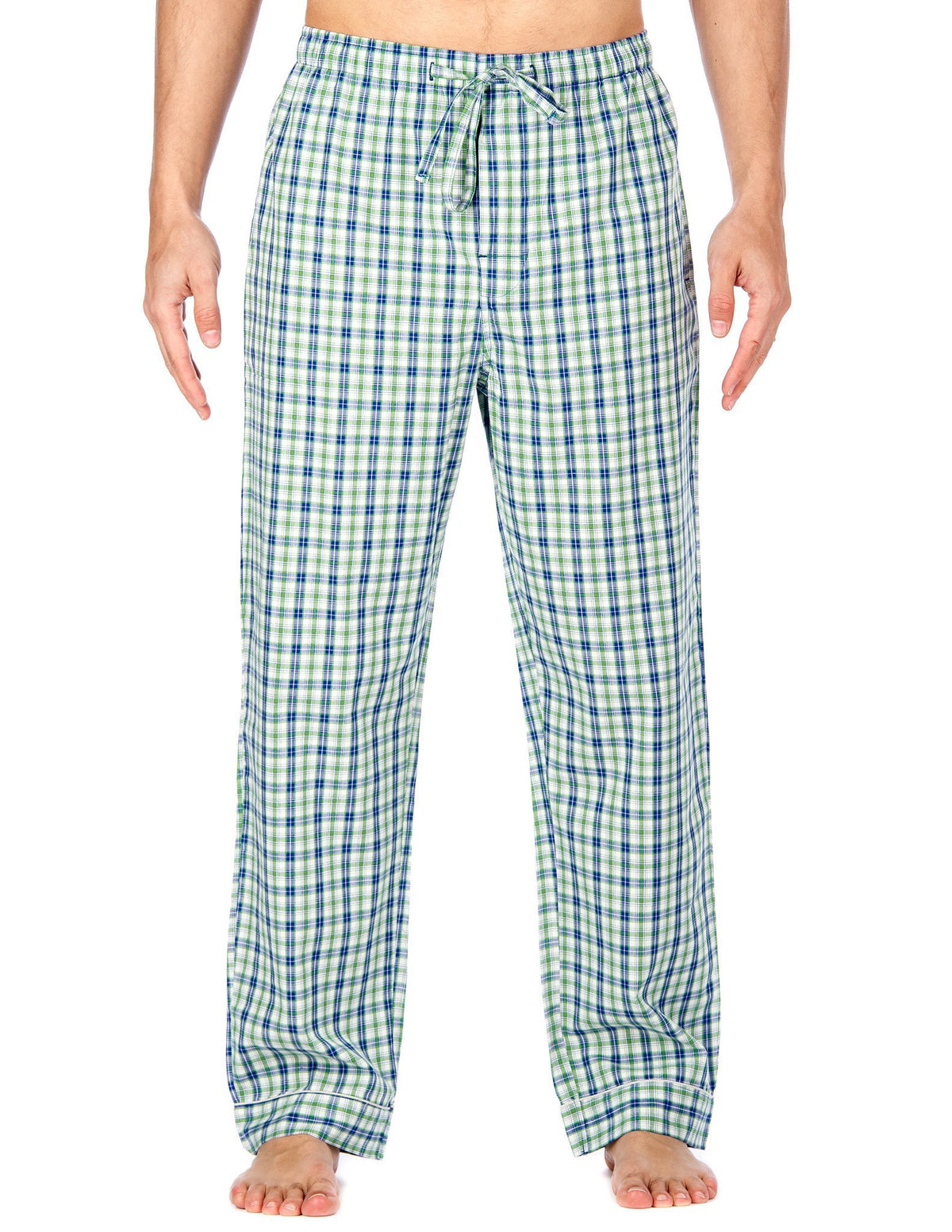 Men's Bamboo Sleep/Lounge Pants - Plaid Blue-Green