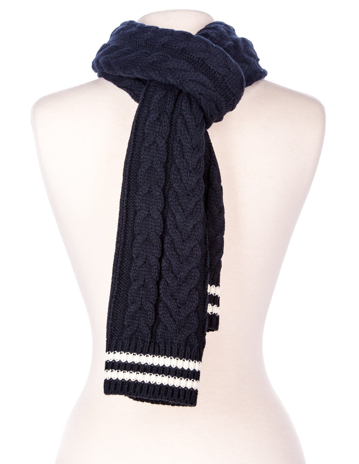 Men's Cable Knit Aristocrat Scarf - Navy-White