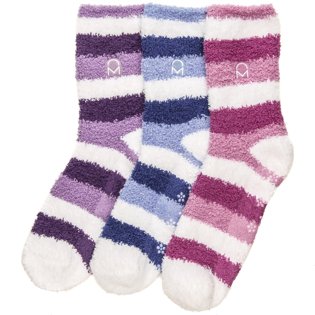 Women's (3 Pairs) Soft Anti-Skid Fuzzy Winter Crew Socks - Set B4