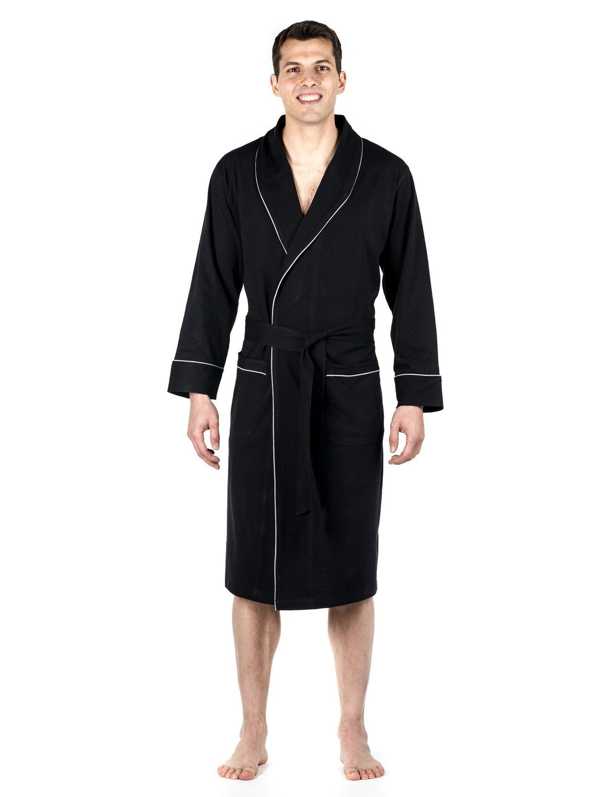 Men's Premium Knit Jersey Robe - Black