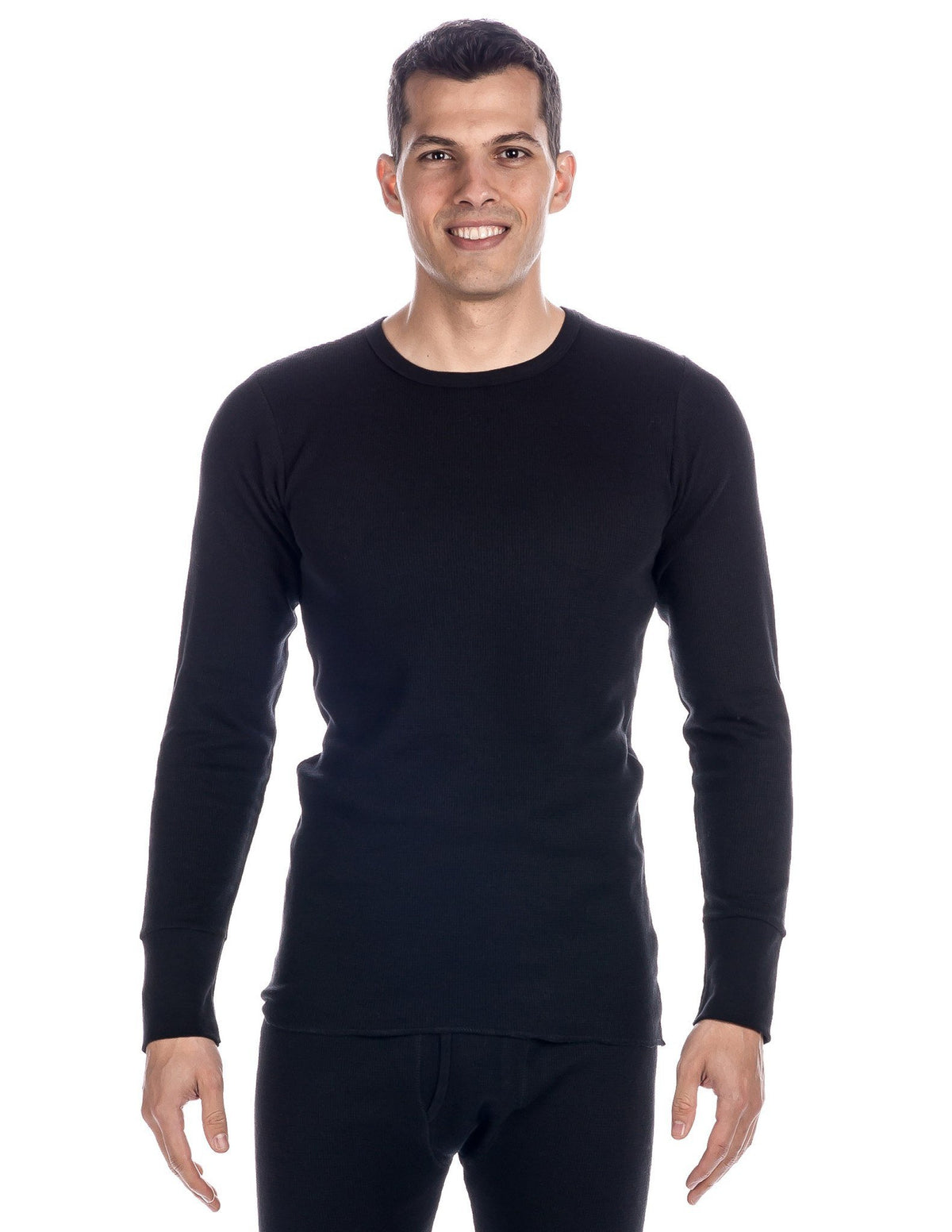 Men's Classic Waffle Knit Thermal Crew Top - Black