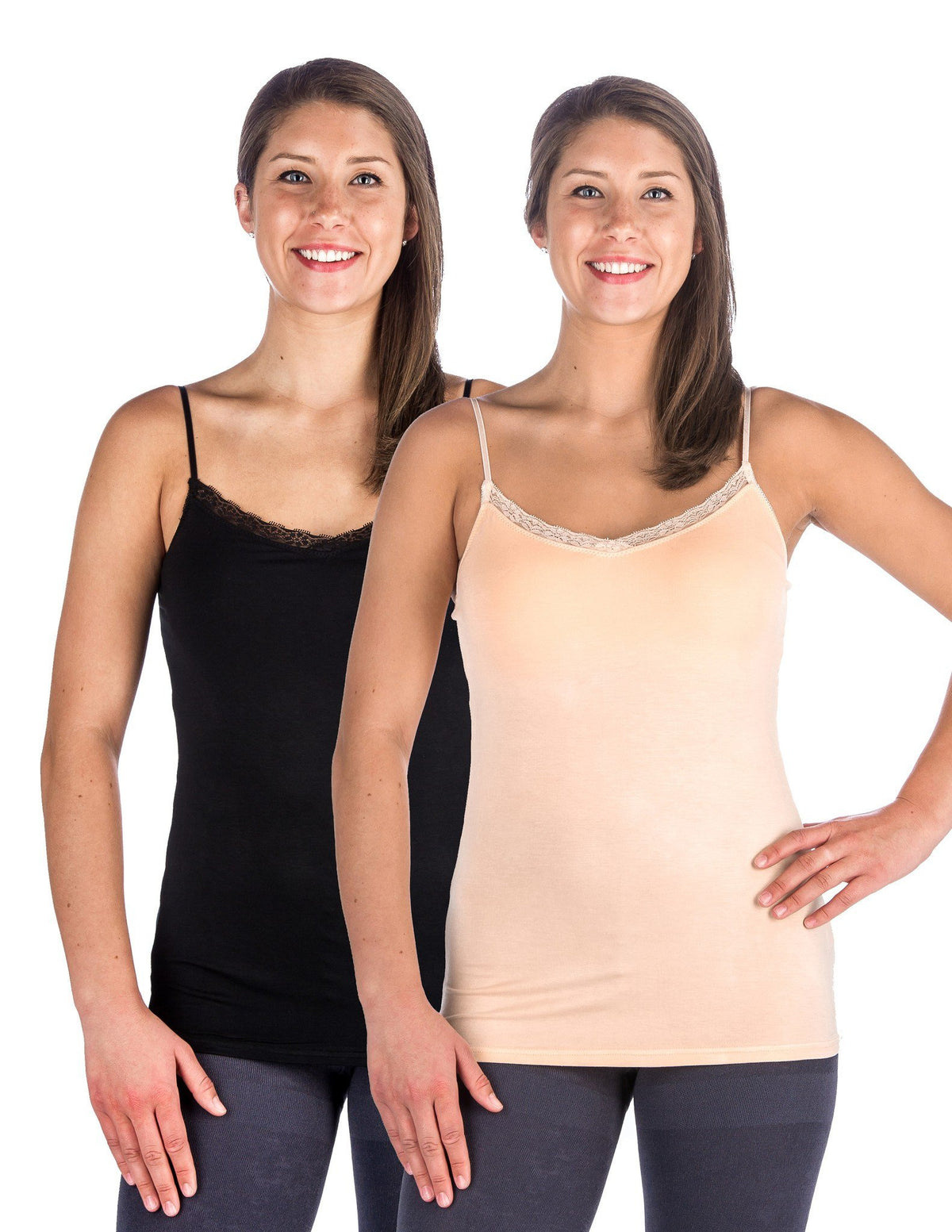 Women's Cool Knit Camisole - 2 Pack - Black/Nude
