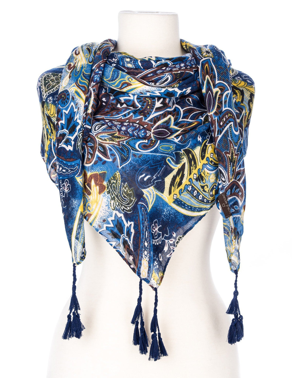 Peacock Flair Spring Scarf - Blue/Yellow/Brown