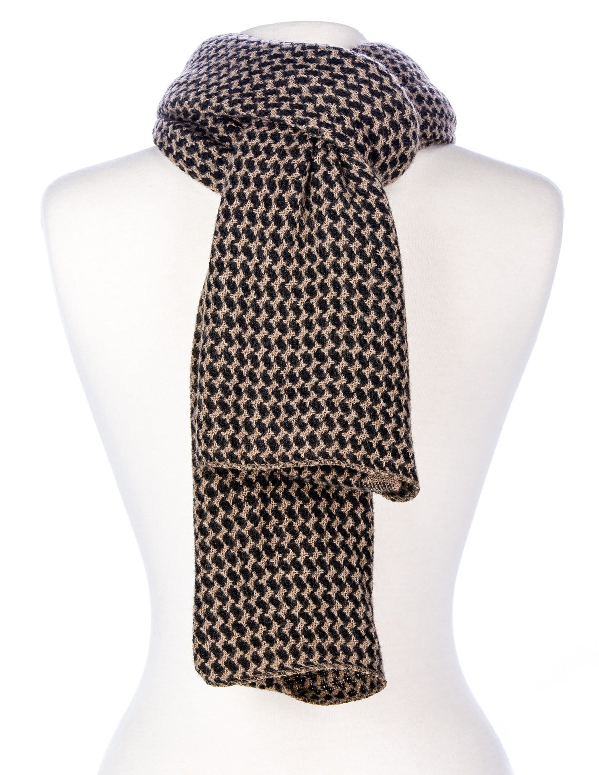 Men's Houndstooth Winter Scarf - Brown/Coffee