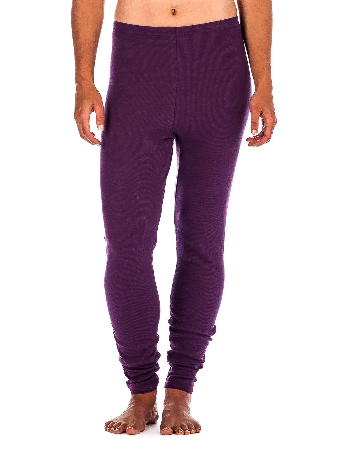 Women's Classic Waffle Knit Thermal Long John Pants - Purple