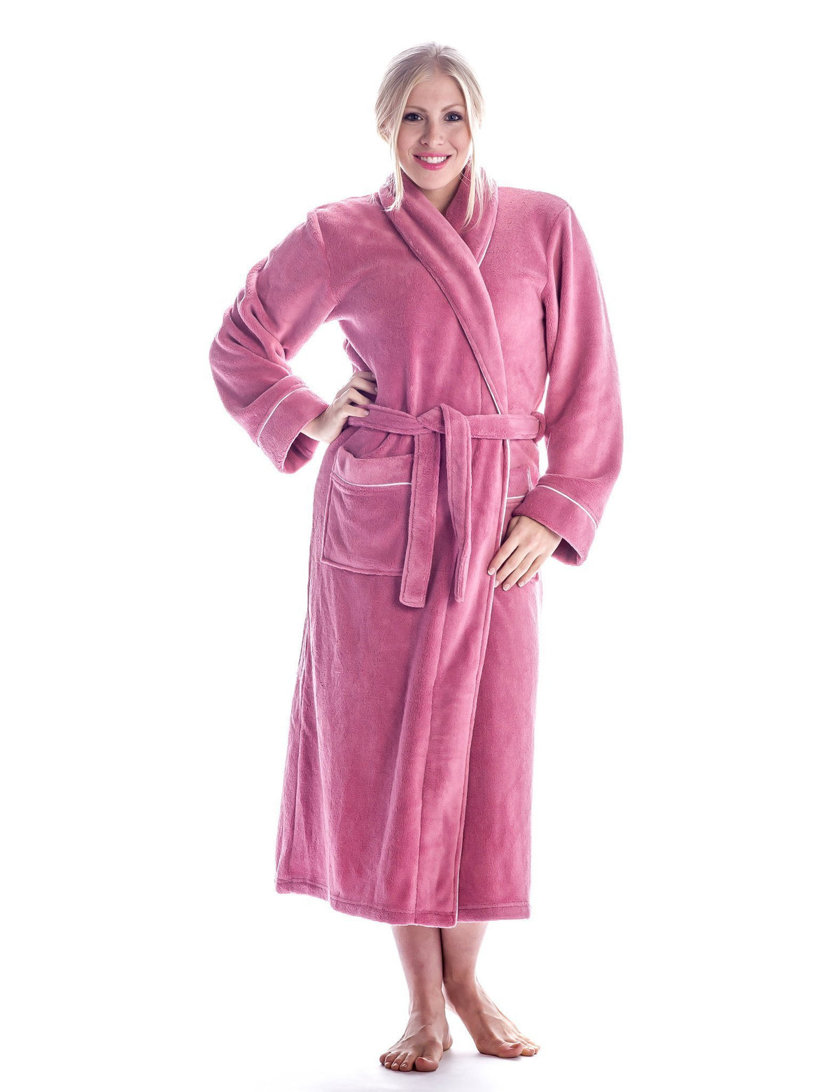 Women's Premium Coral Fleece Plush Spa/Bath Robe - Wild Rose
