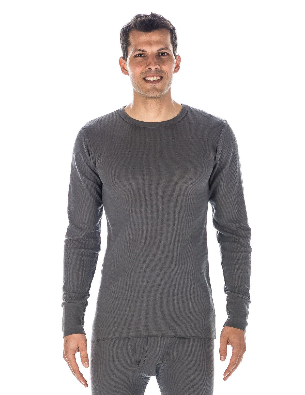 Men's Classic Waffle Knit Thermal Crew Top - Charcoal