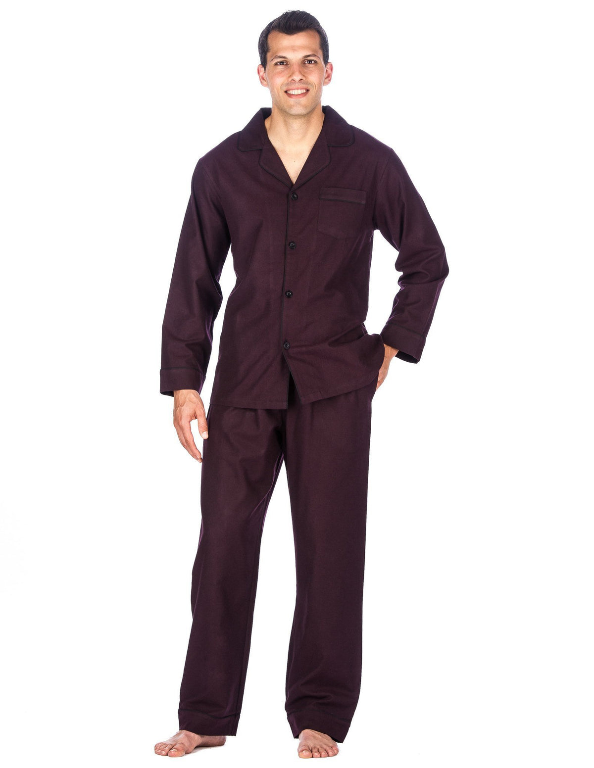 Relaxed Fit Men's Premium 100% Cotton Flannel Pajama Sleepwear Set - Fig