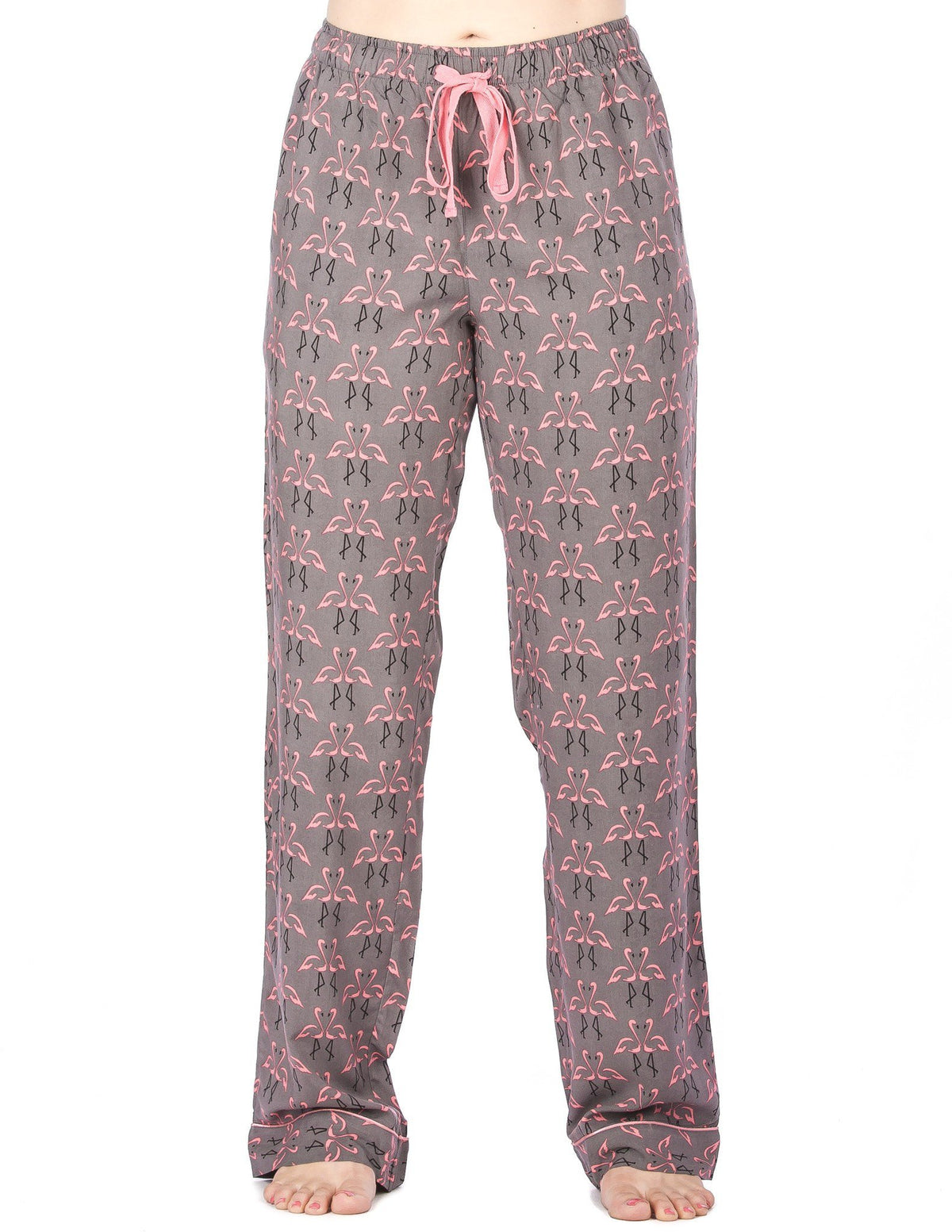 Women's Cool Breeze Woven Lounge Pants - Flamingos - Grey/Pink