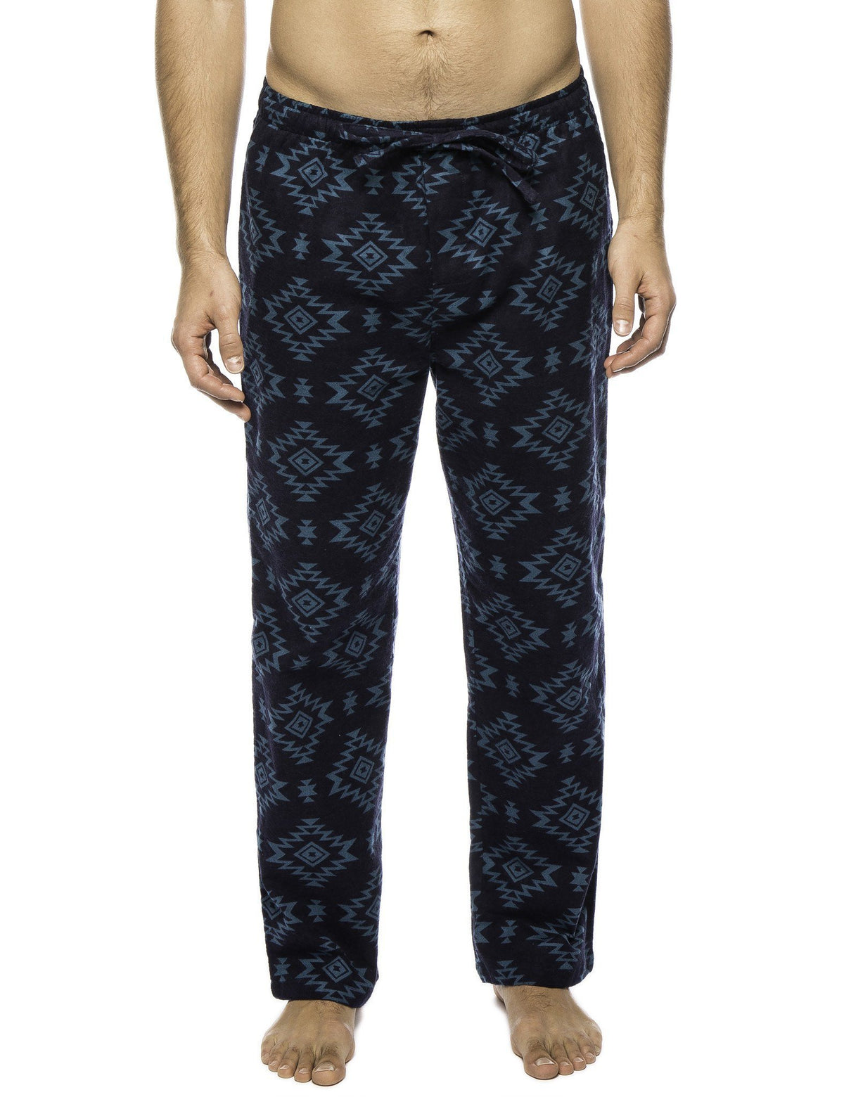 Men's 100% Cotton Flannel Lounge Pants - Aztec Navy/Teal