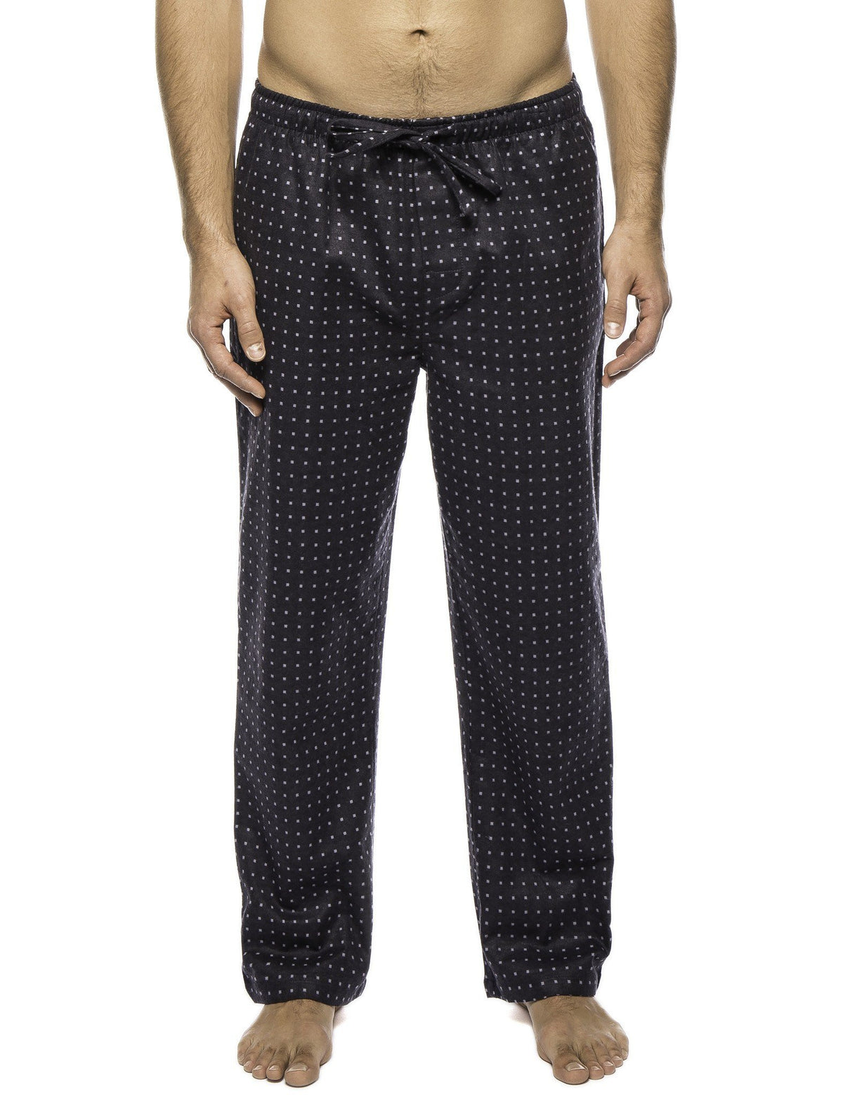 Men's 100% Cotton Flannel Lounge Pants - Floating Squares Dark Grey