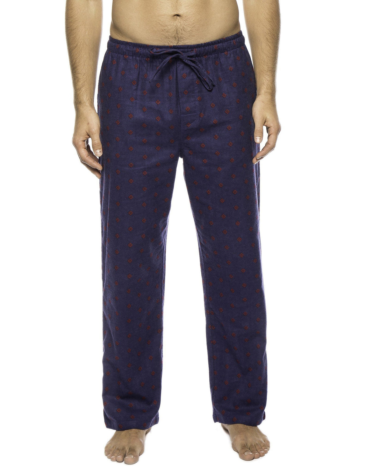 Men's 100% Cotton Flannel Lounge Pants - Double Diamond Navy/Red