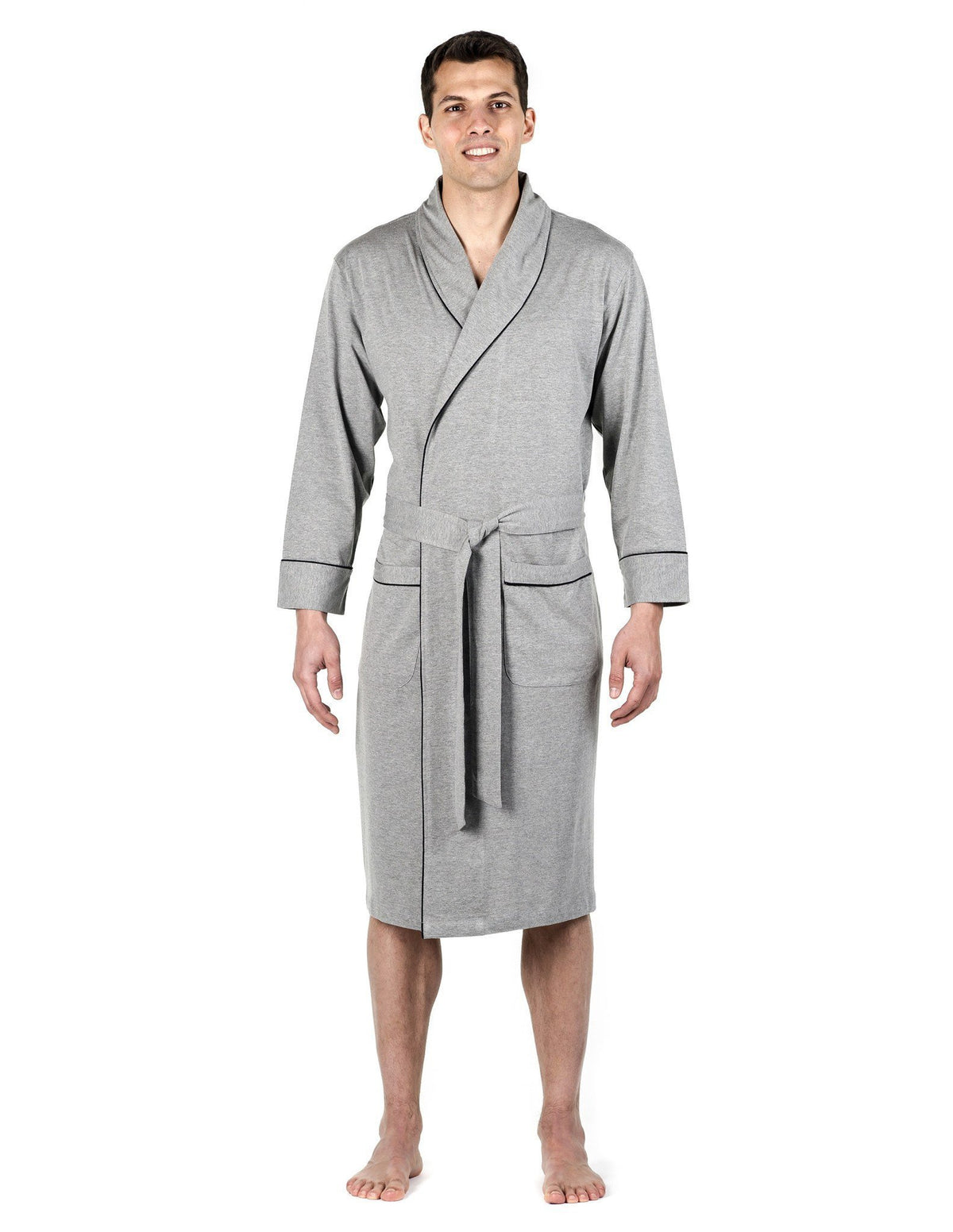 Men's Premium Knit Jersey Robe - Heather Gray