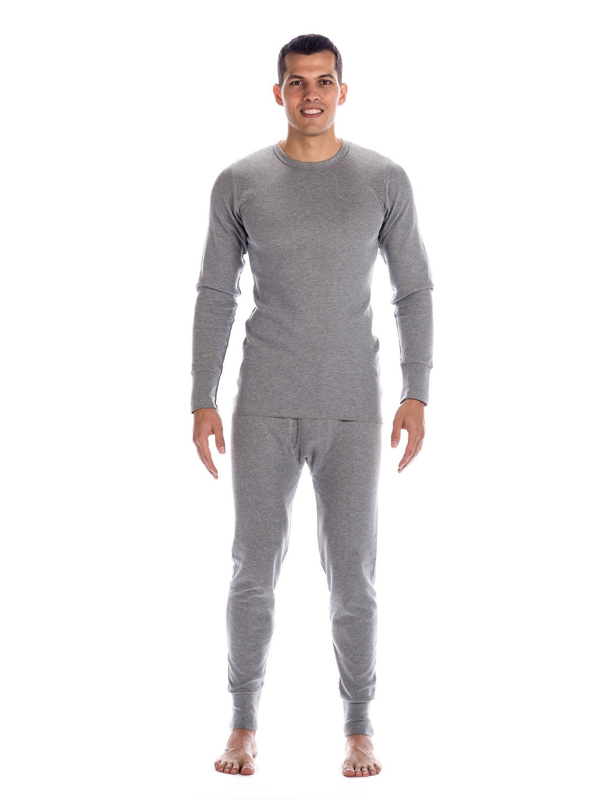 Men's Extreme Cold Waffle Knit Thermal Top and Bottom Set - Heather Gray