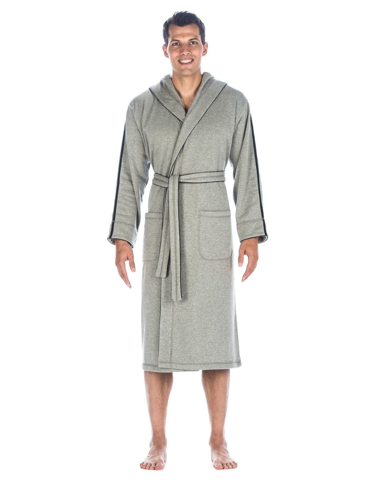Men's Fleece Lined Hooded Robe - Heather Gray