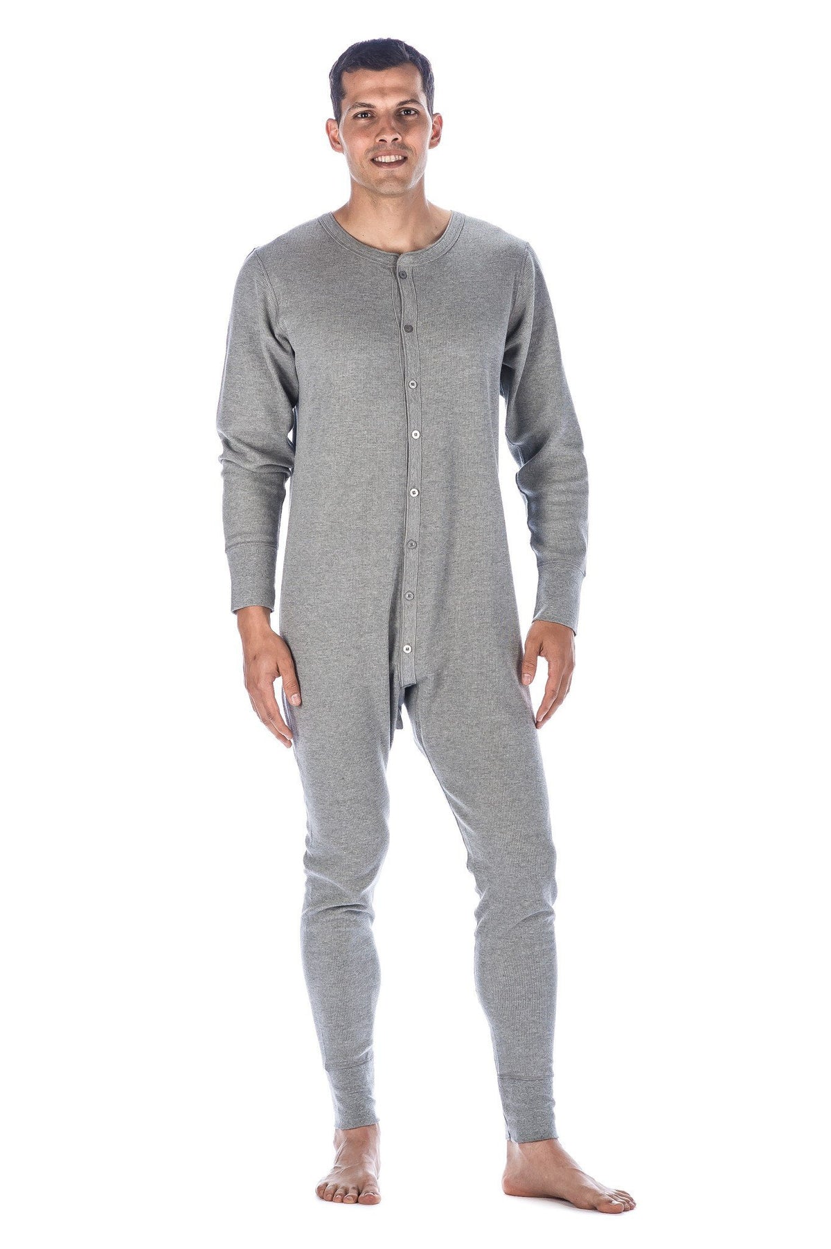 Men's Waffle Knit Thermal Union Suit - Heather Grey