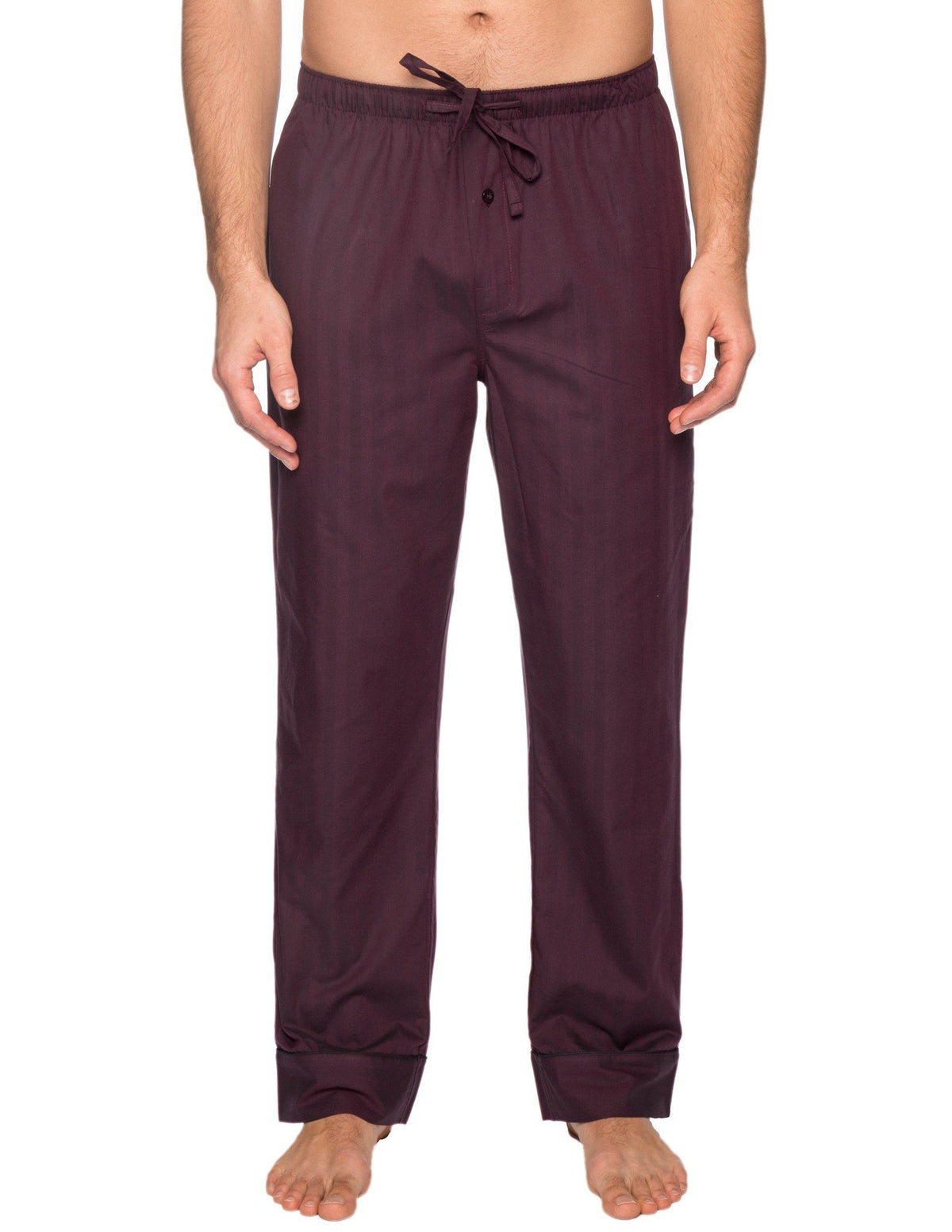 Men's 100% Cotton Comfort-Fit Sleep/Lounge Pants - Herringbone Fig/Black