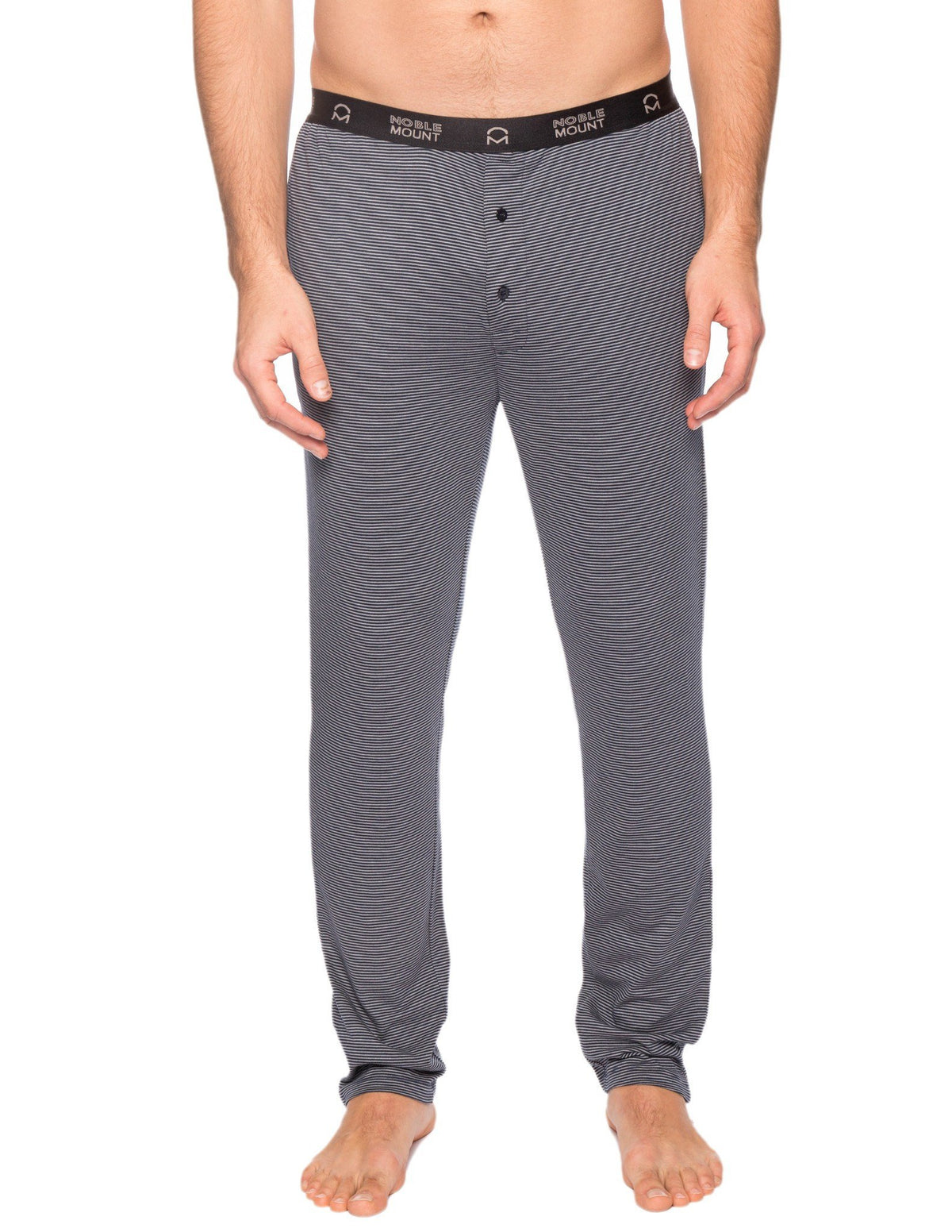 Men's Double Layer Thermal Fitted Lounge Pant - Stripes Navy/Grey