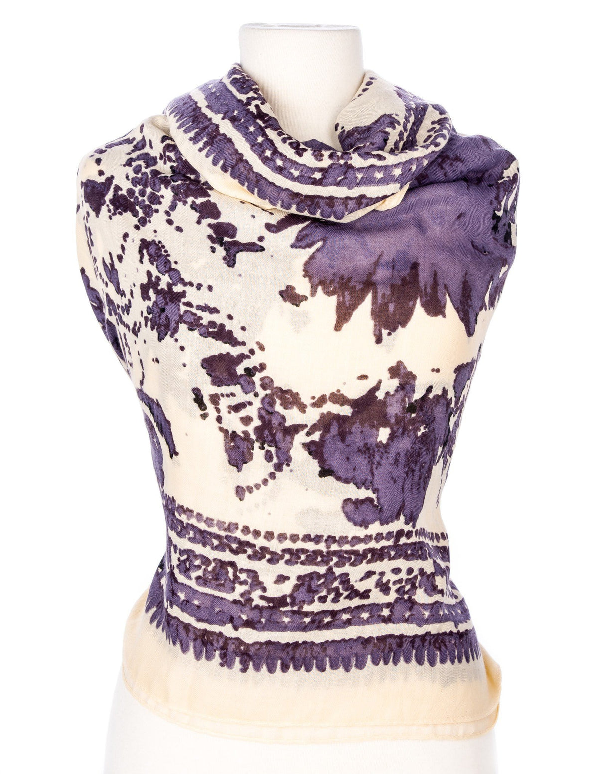 Watercolor Spring Scarf - Ivory/Purple