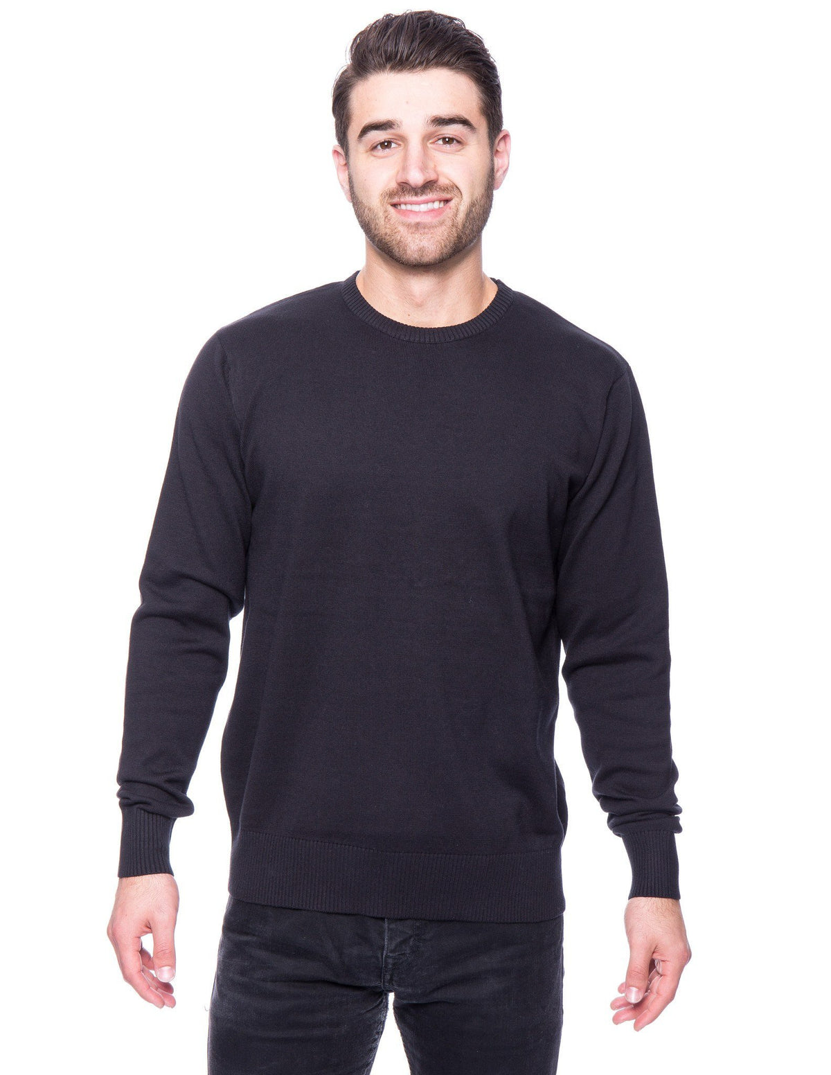 Men's 100% Cotton Crew Neck Sweater - Black