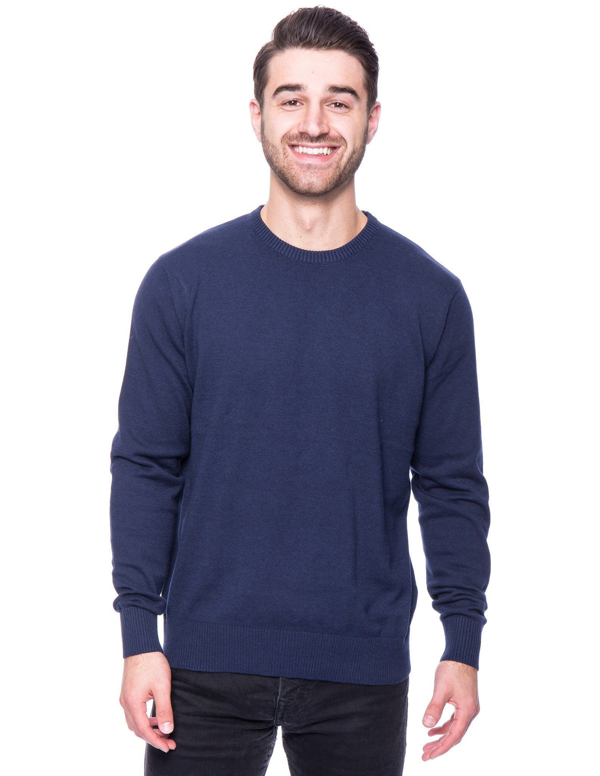 Men's 100% Cotton Crew Neck Sweater - Navy