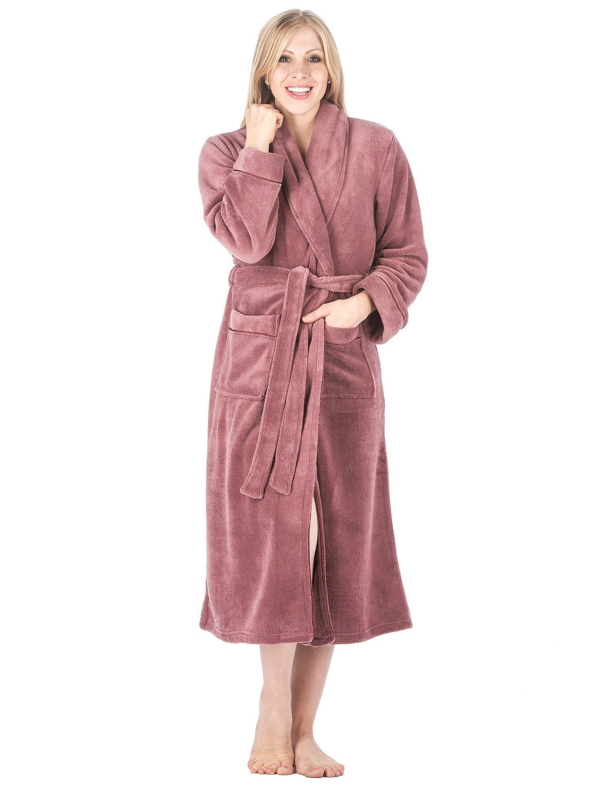 Women's Premium Coral Fleece Plush Spa/Bath Robe - Mauve