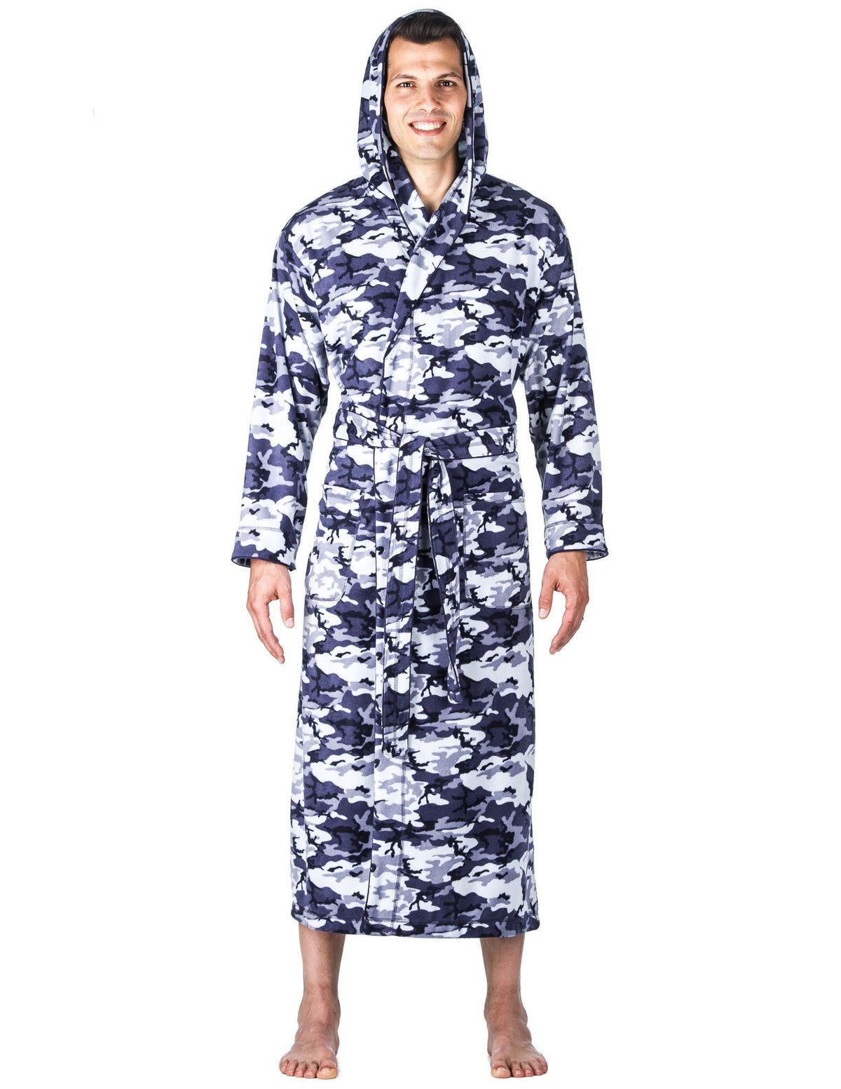 Men's Microfleece Hooded Robe - Camo