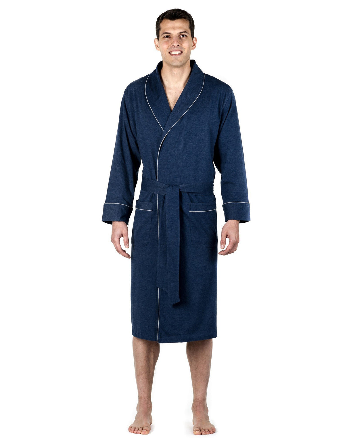 Men's Premium Knit Jersey Robe - Navy