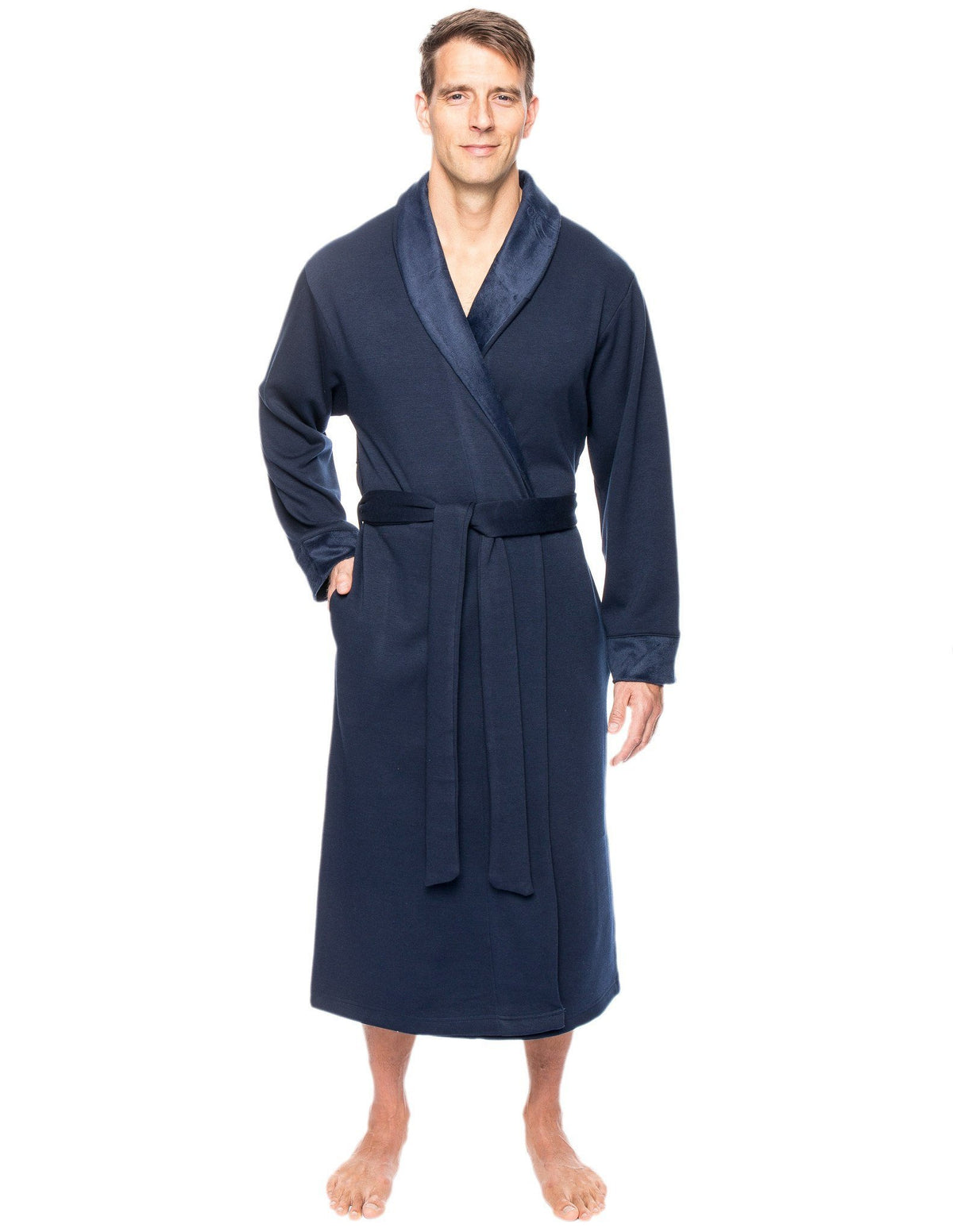 Men's Super Soft Brushed Robe - Navy