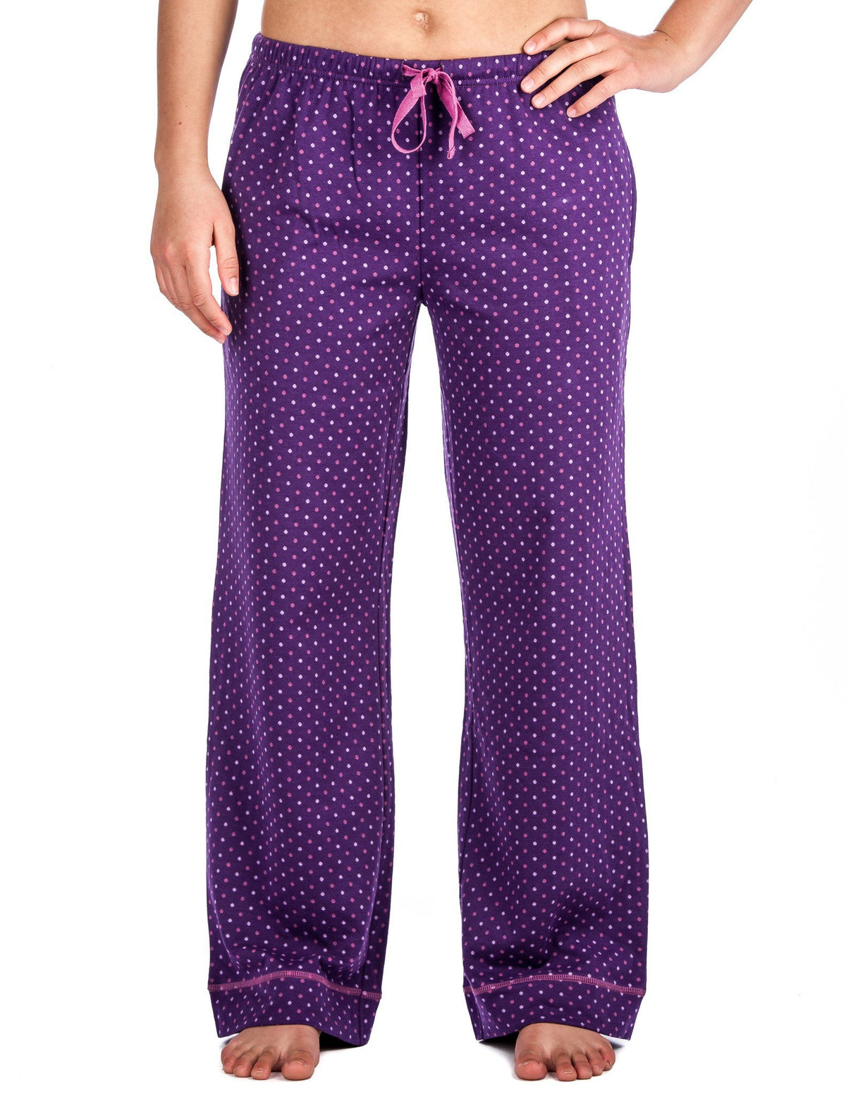 Women's Double Layer Knit Jersey Lounge Pants - Polka Dots - Purple (Relaxed Fit)