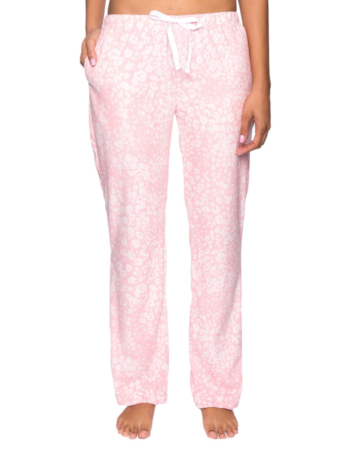 Women's Microfleece Lounge Pant - Leopard Pink/White