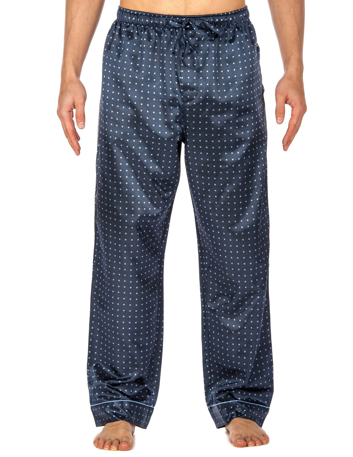 Men's Premium Satin Sleep/Lounge Pants - Floating Squares - Blue