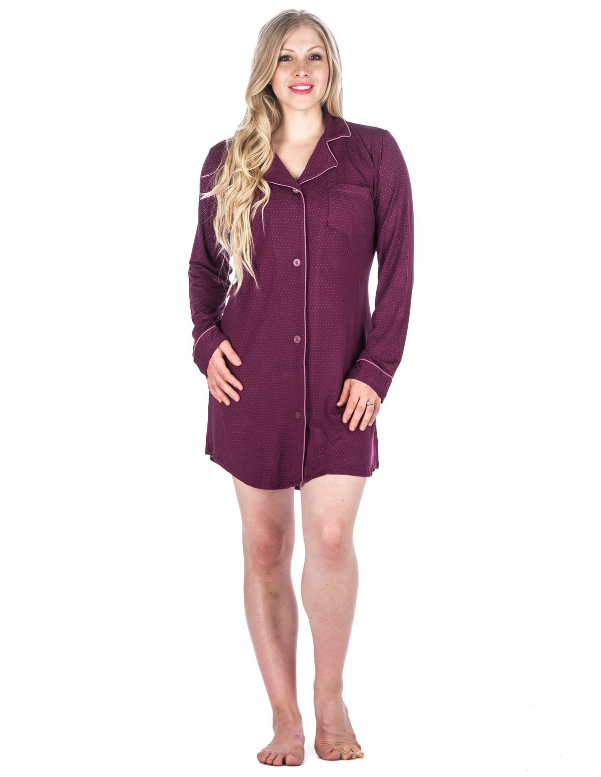 Women's Cool Knit Sleep Shirt - Pindots Purple