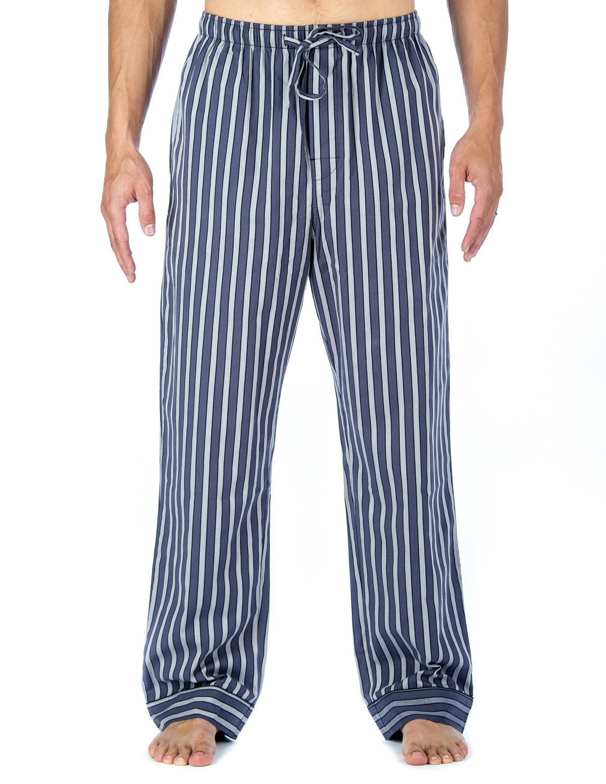 Men's 100% Cotton Comfort-Fit Sleep/Lounge Pants - Stripes Grey Tone