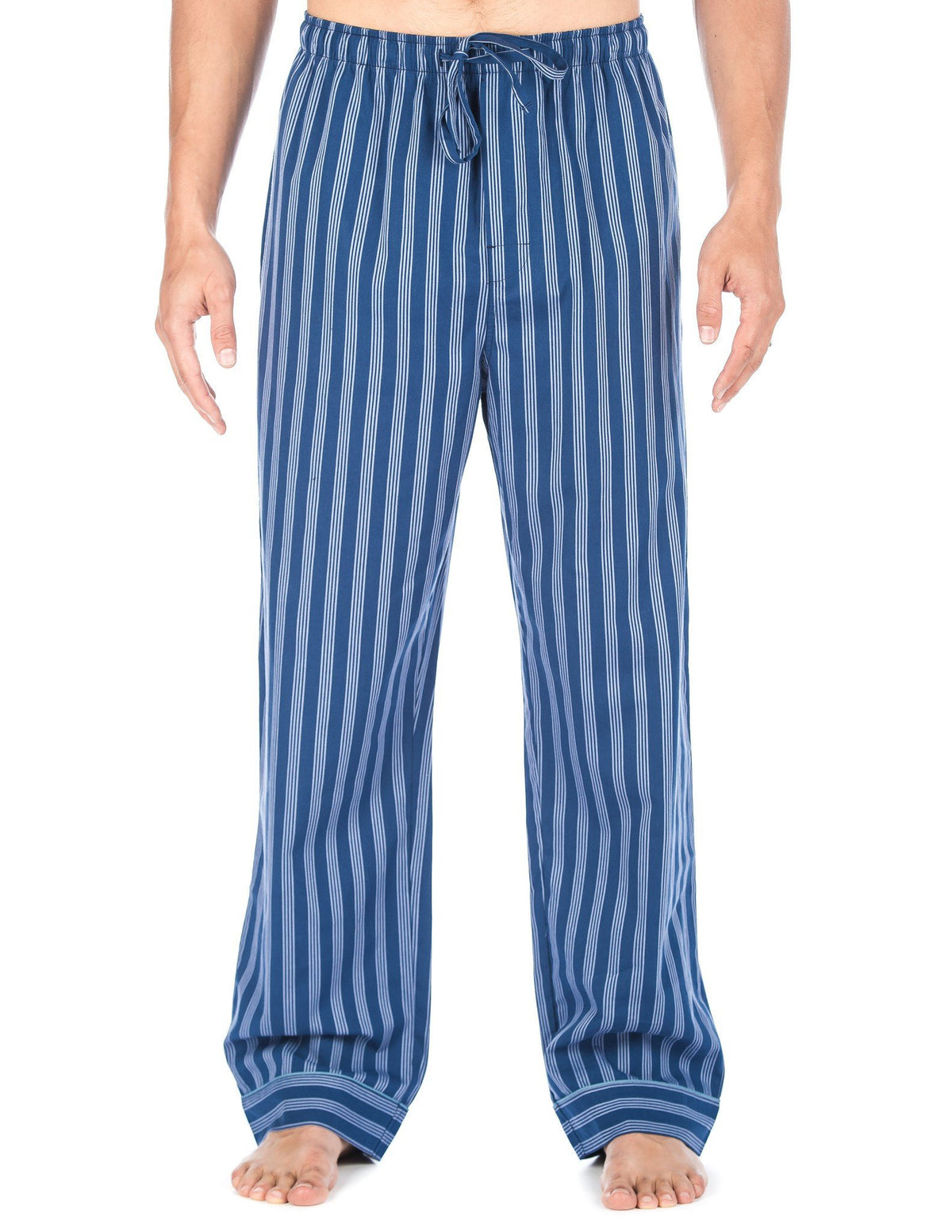 Men's 100% Cotton Comfort-Fit Sleep/Lounge Pants - Stripes Blue Tone