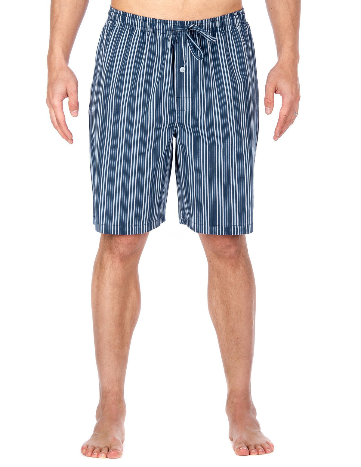 Men's Premium Cotton Lounge/Sleep Shorts - Stripes Dark Blue
