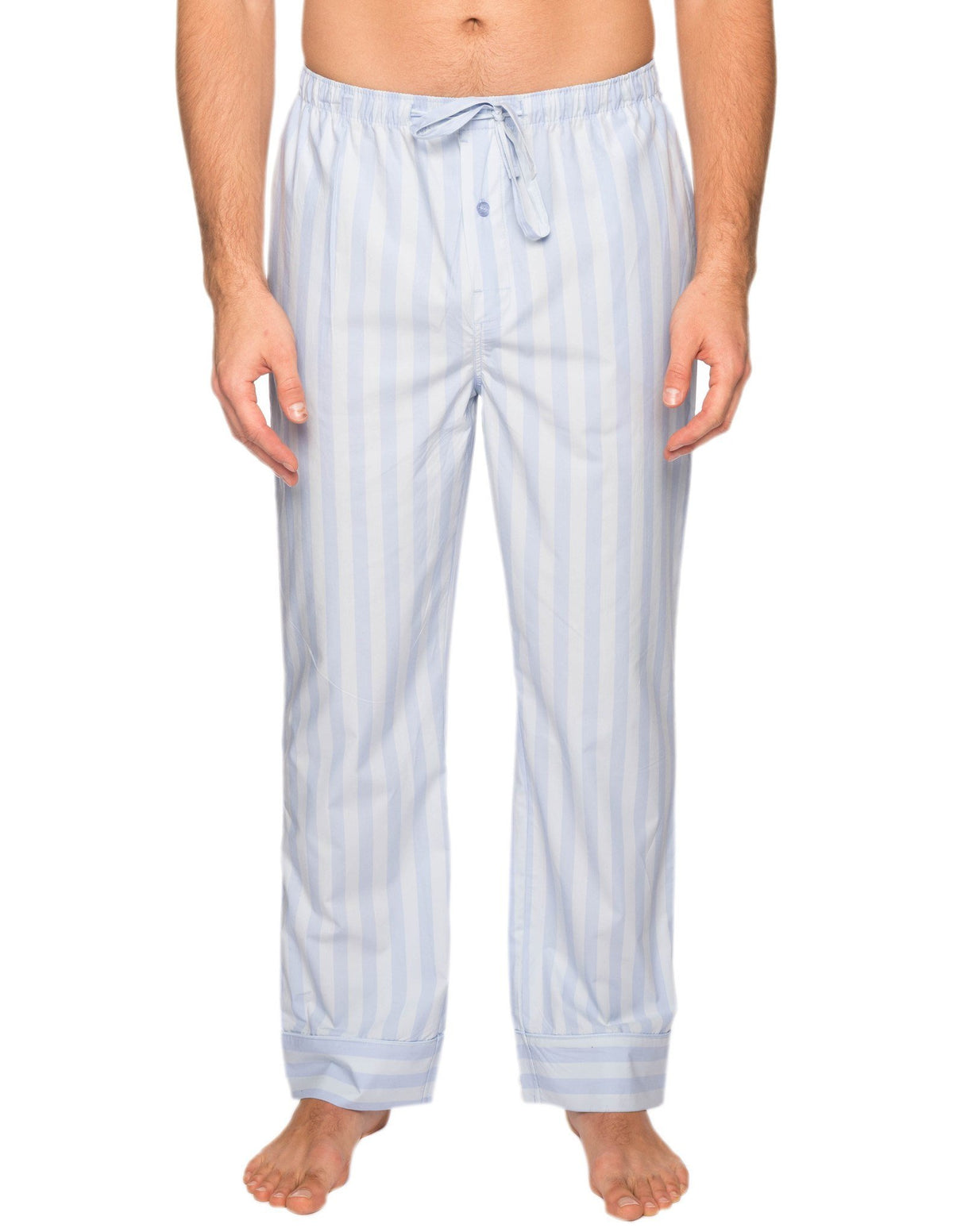 Men's 100% Cotton Comfort-Fit Sleep/Lounge Pants - Stripes Chambray Blue