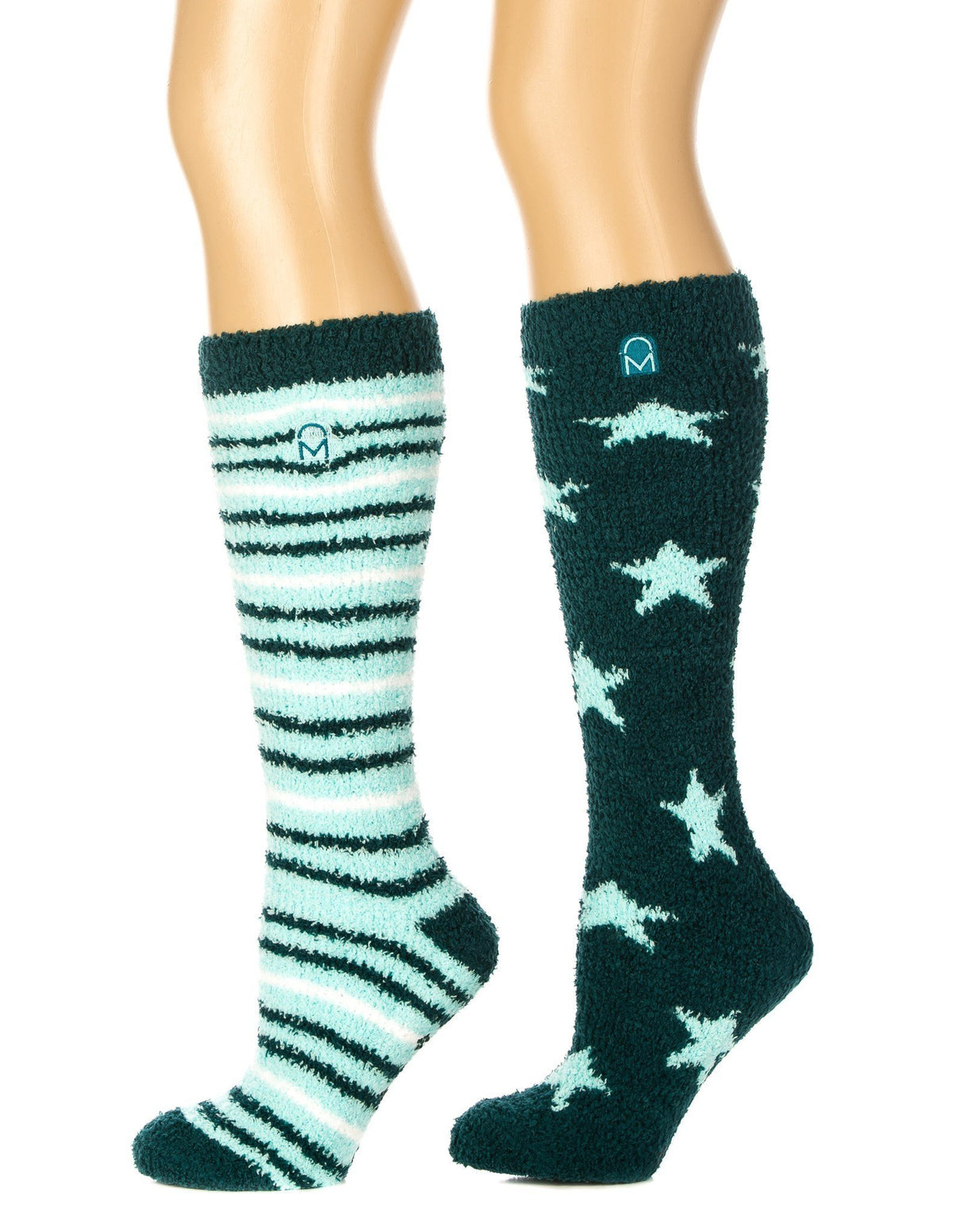 Women's (2 Pairs) Soft Anti-Skid Fuzzy Winter Knee High Socks - Set A2