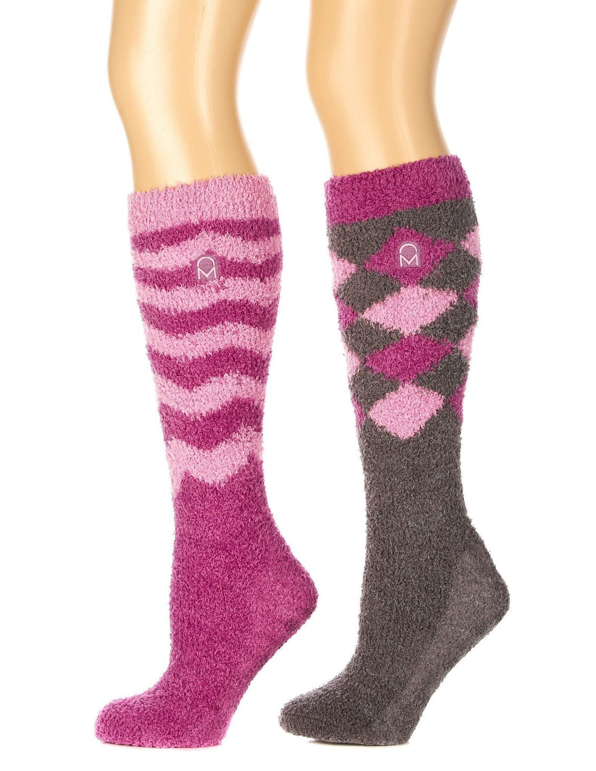 Women's (2 Pairs) Soft Anti-Skid Fuzzy Winter Knee High Socks - Set A6