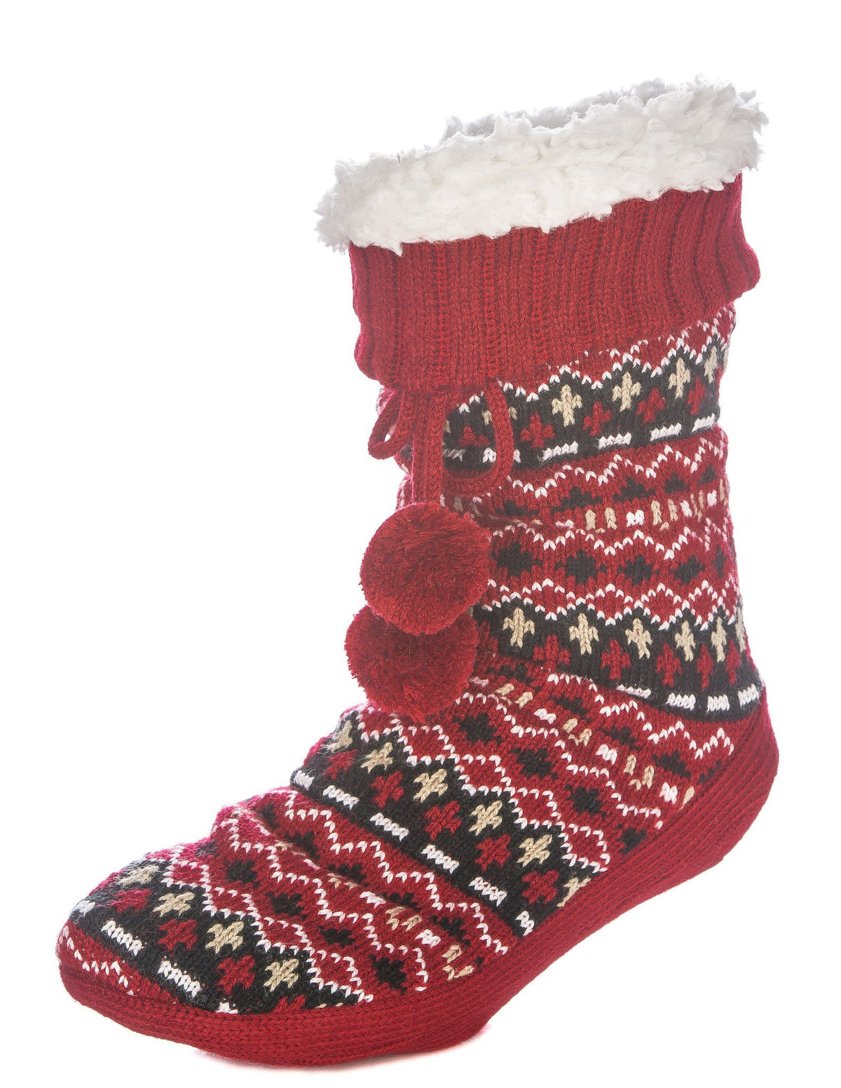 Women's Arctic Tall Slipper Socks - Burgundy/Black
