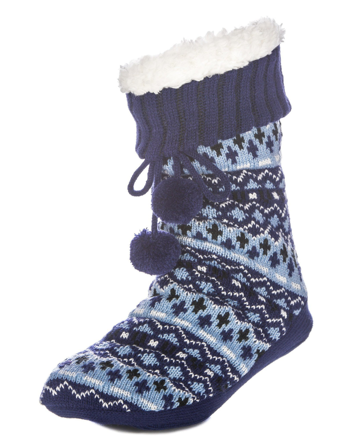 Women's Arctic Tall Slipper Socks - Navy/Blue