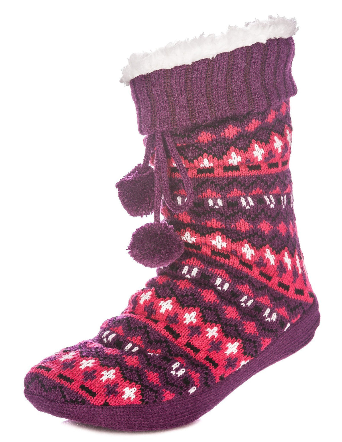 Women's Arctic Tall Slipper Socks - Purple/Pink