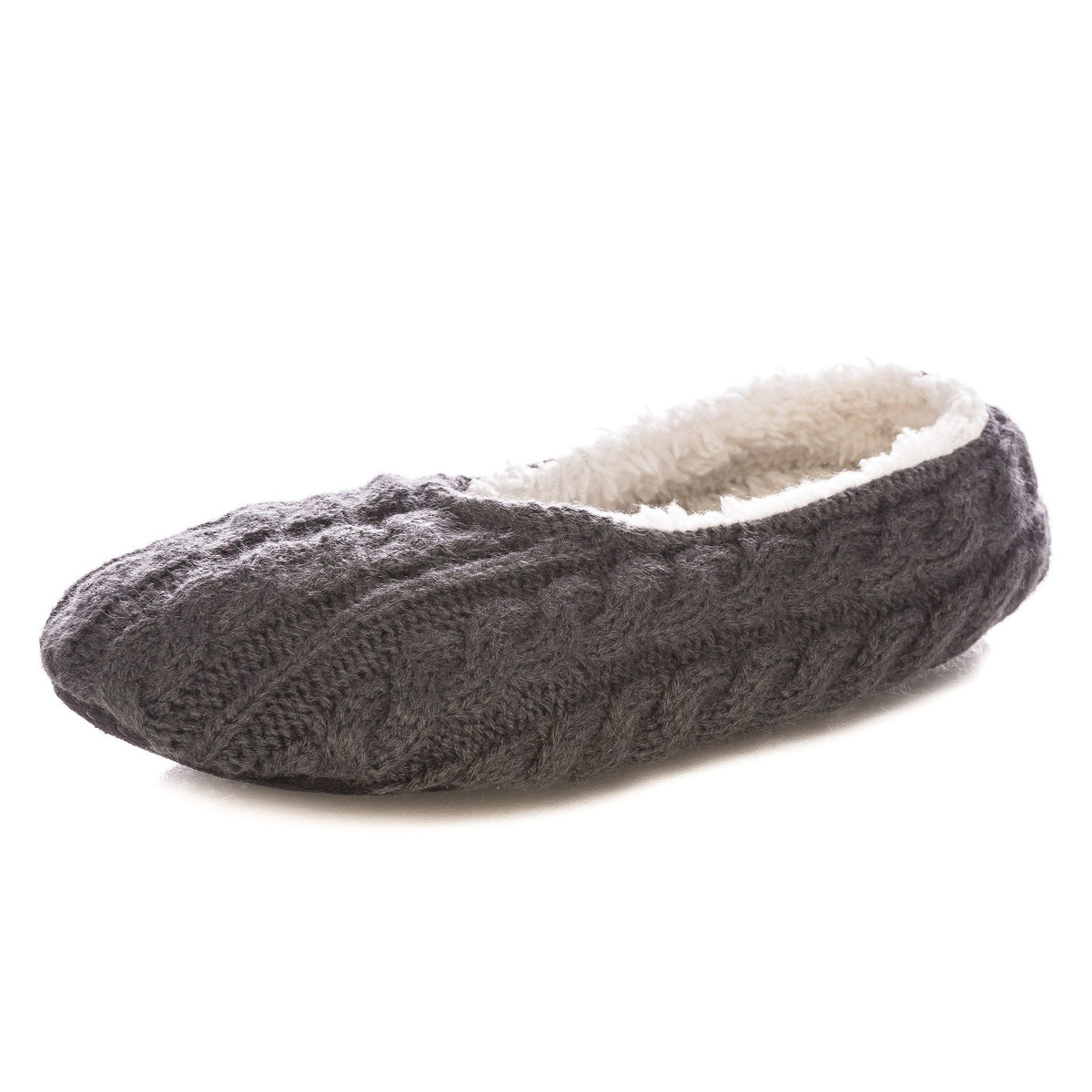 Women's Cable Knit Indoor Ballet Slippers - Grey