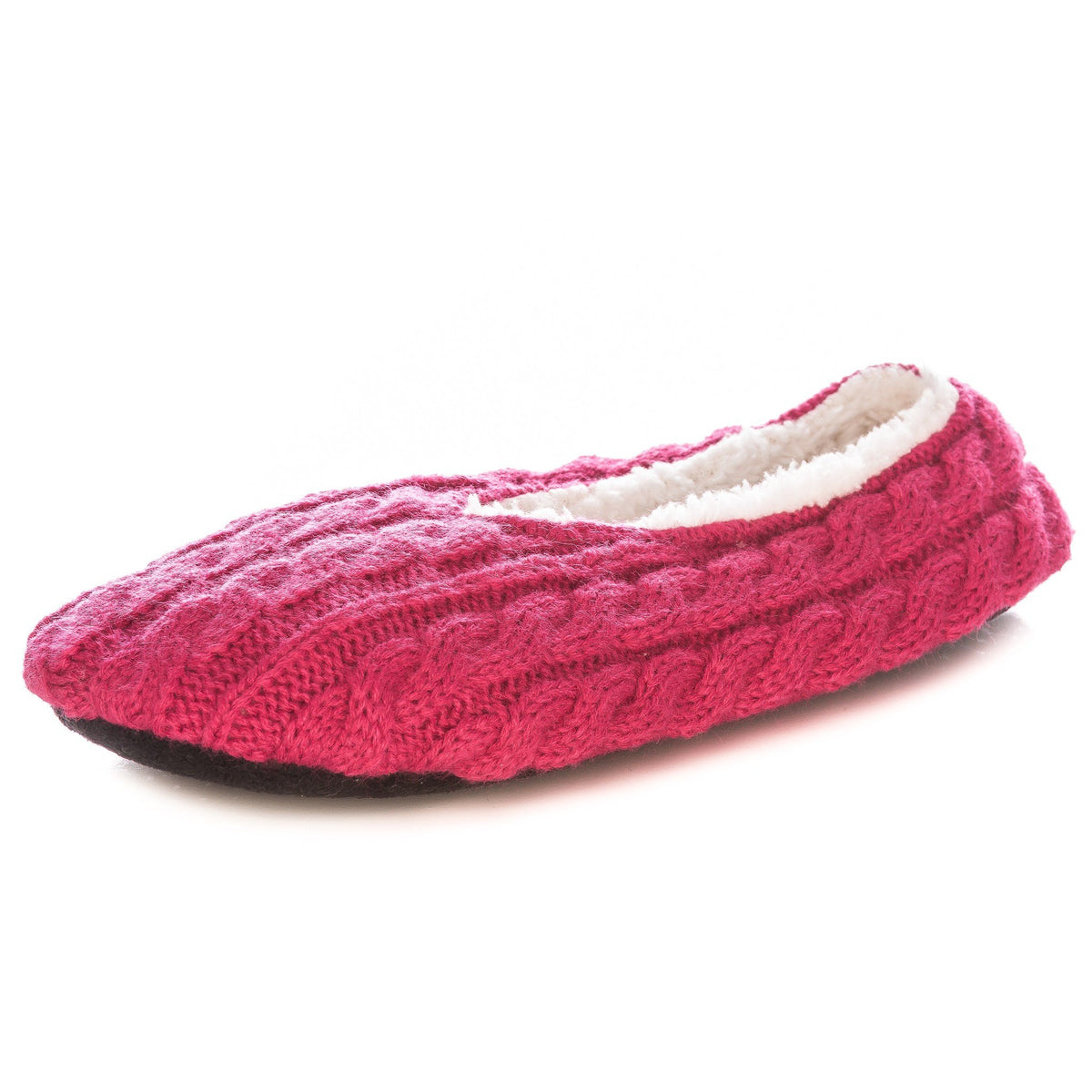 Women's Cable Knit Indoor Ballet Slippers - Pink