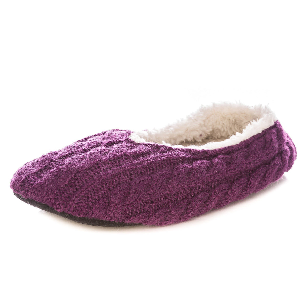 Women's Cable Knit Indoor Ballet Slippers - Purple
