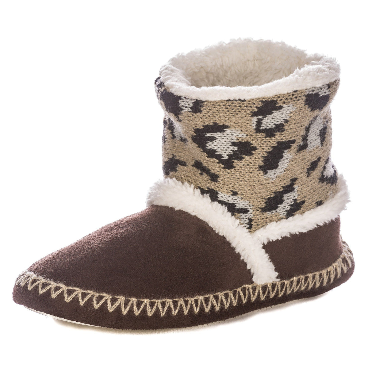 Women's Wildside Leopard Print Indoor Short Boot Slippers - Brown/Grey