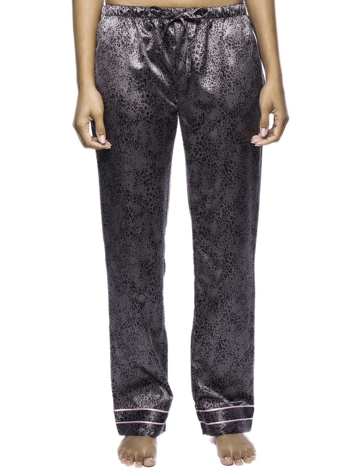Women's Classic Satin Lounge Pants - Leopard Black/Grey