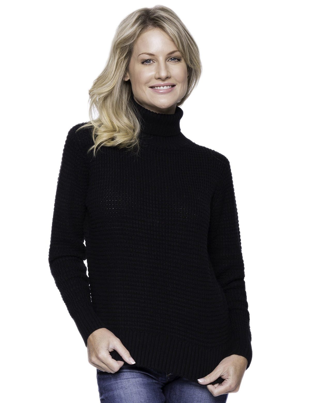 Women's Cashmere Blend Turtle Neck Sweater - Black
